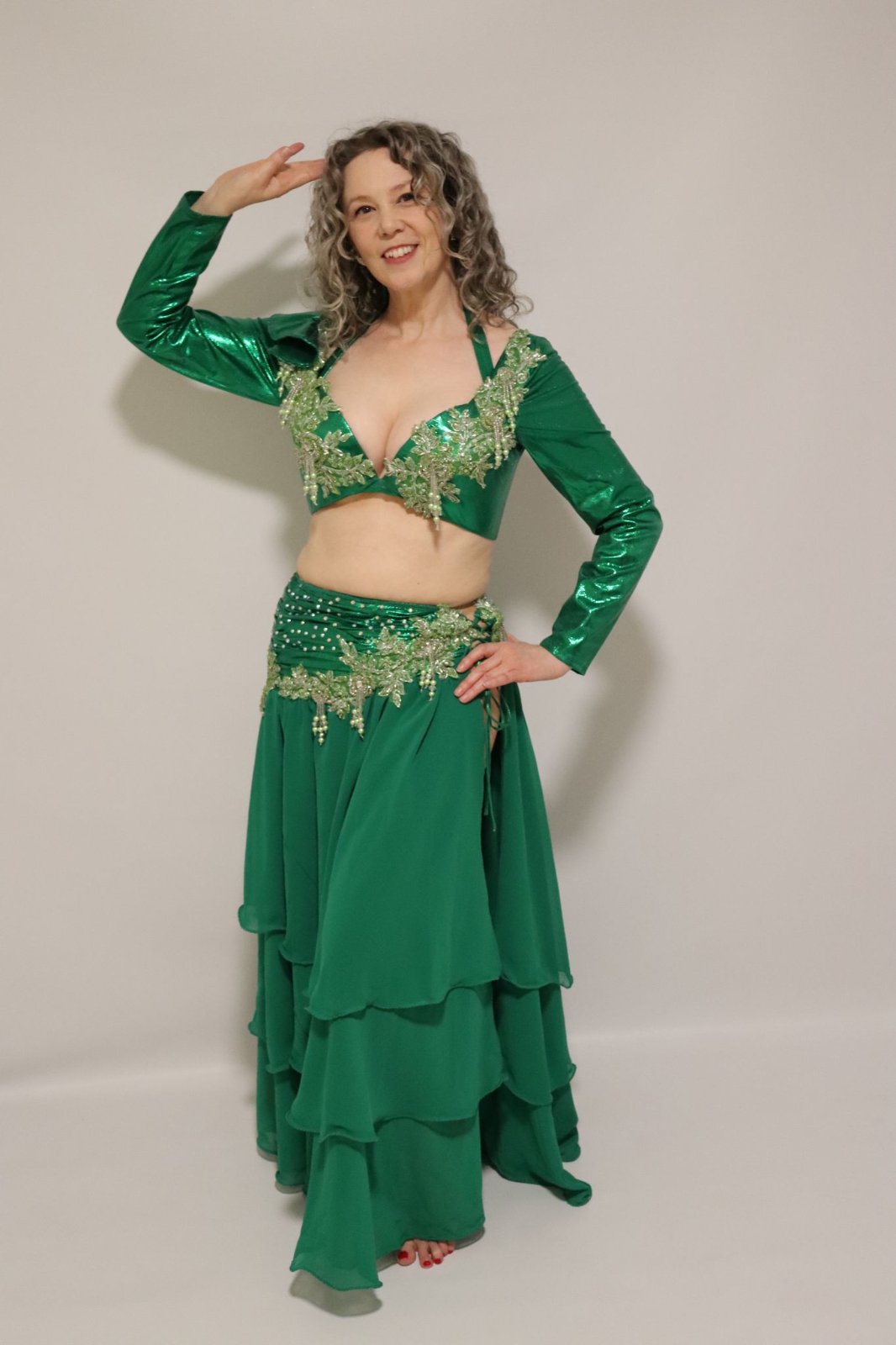 DXMRWJ Fluorescent Green Women Dance Wear Belly Dance Clothes